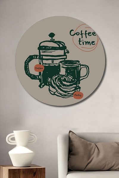 Teona Ahşap Coffee Time Decorativ Lemn MDF Rotund Acasă, Locul de Muncă Pictură Perete