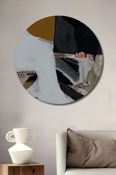 Teona Ahşap Atingeri geometrice abstracte Decorative din lemn MDF rotund pentru pictura de perete acasa, loc de munca