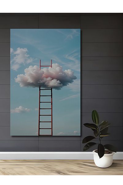 Teona Ahşap Climbing Clouds Decorativ Lemn MDF Dreptunghi Acasă, Locul de Muncă Pictură Perete