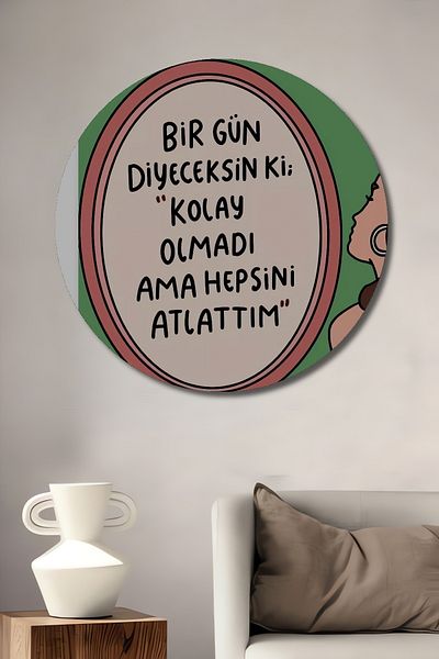 Teona Ahşap One Day You Will Say Motivational Decorativ Lemn MDF Rotund Casa, Locul de Muncă Pictură de perete