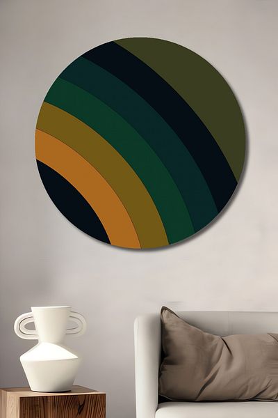 Teona Ahşap Retro Color Waves Decorativ Lemn MDF Rotund Acasă, Locul de Muncă Pictură Perete