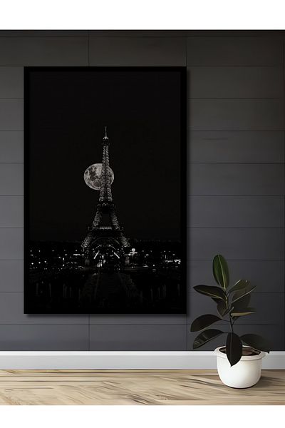 Teona Ahşap Turnul Eiffel sub lumina lunii Casa dreptunghiulara din lemn decorativ MDF, pictura pe perete la locul de munca