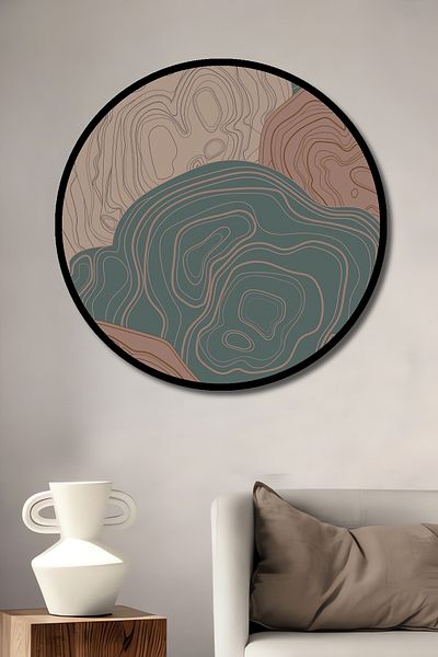 Teona Ahşap Design abstract ondulat din lemn MDF rotund decorativ pentru casa, locul de munca pictura pe perete