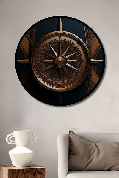 Teona Ahşap Busolă Retro Decorativă Lemn MDF Rotund Acasă, Locul de Muncă Pictură Perete