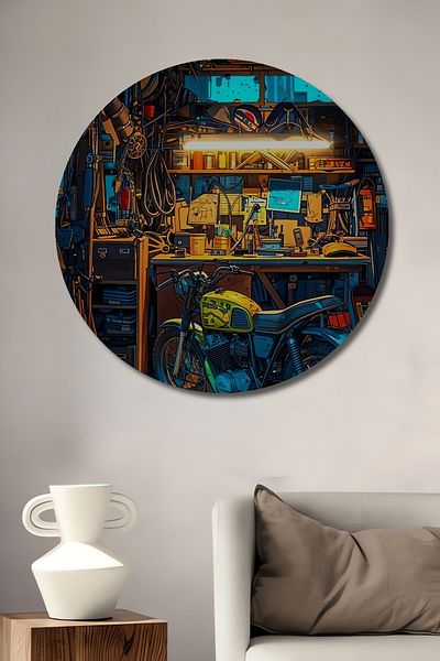 Teona Ahşap Atelier Motociclete Decorativ Lemn MDF Casă Rotundă, Locul de Muncă Pictură Perete