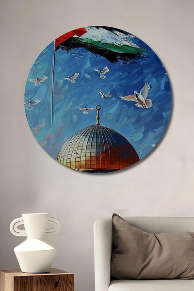 Teona Ahşap Jerusalem Kubbetus Sahara Peace Doves Decorativ Lemn MDF Rotund Acasă, Locul de Muncă Pictură de perete