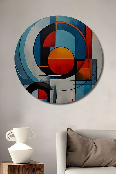 Teona Ahşap Modern Abstract Geometric Decorativ Lemn MDF Rotund Acasă, Locul de Muncă Pictură de perete