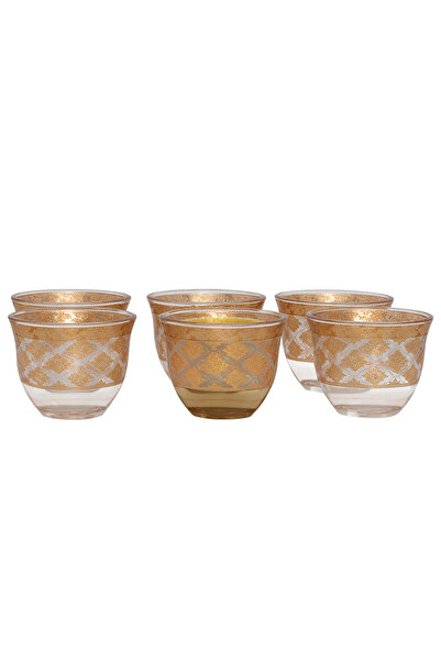 Alsaif Gallery Max set of Arabic coffee cups, engraved glass, 6 pieces
