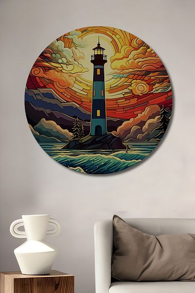 Teona Ahşap Fermecător Lantern Scenic Decorativ Lemn MDF Casă rotundă, Locul de muncă Pictură murală