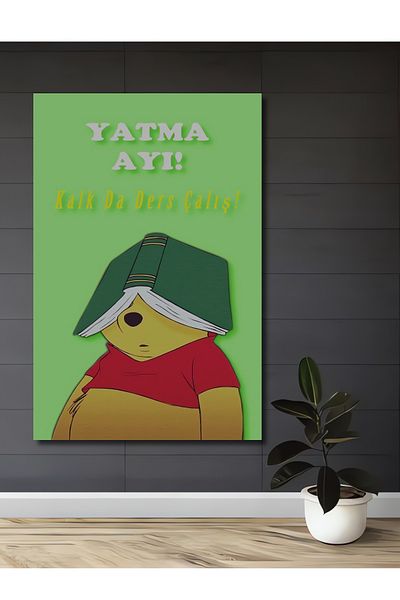 Teona Ahşap Bed Bear Cartoon Lemn MDF Dreptunghi Decorativ Acasă, Locul de Muncă Pictură Perete