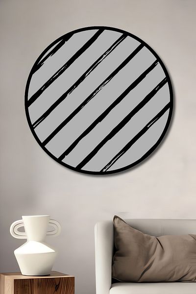 Teona Ahşap Model liniar minimalist decorativ din lemn MDF rotund pentru pictura de perete acasa, loc de munca