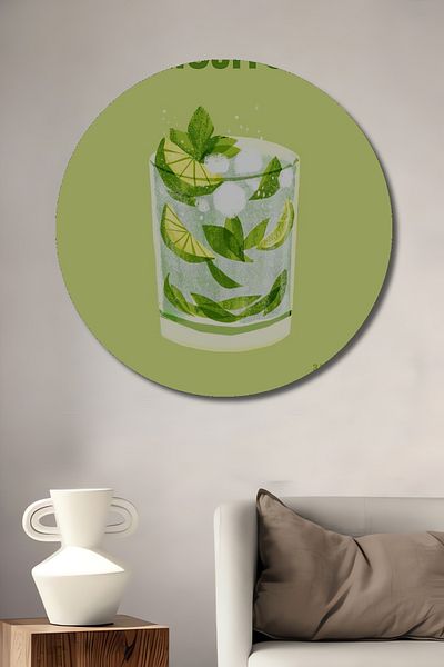 Teona Ahşap Ilustrație Mojito Decorativ Lemn MDF Casă rotundă, Pictură pe perete la locul de muncă