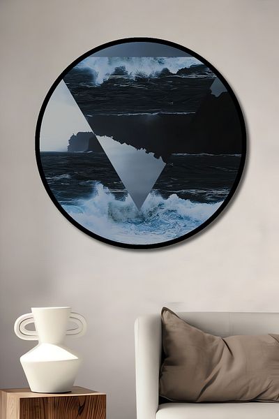 Teona Ahşap Ocean Furtună Decorativ Geometric Lemn MDF Rotund Acasă, Locul de Muncă Pictură Perete
