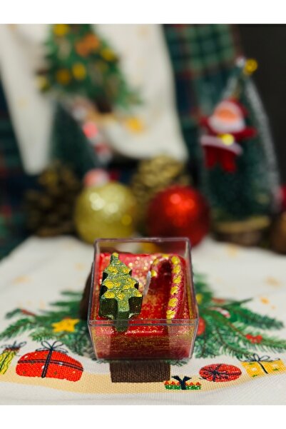 2 Handmade Candles in New Year Gift Decorative Mica Box Red