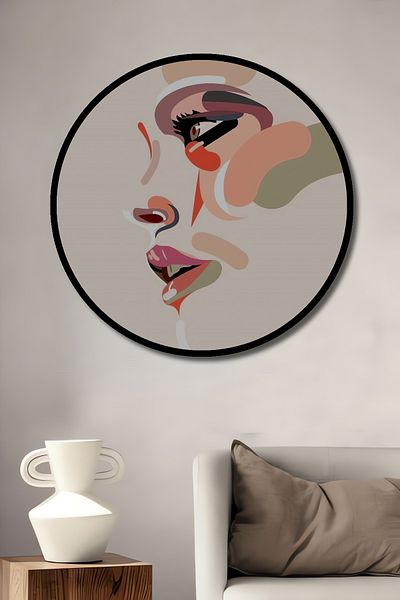 Teona Ahşap Față minimalistă modernă decorativă din lemn MDF rotund pentru casă, pictură murală la locul de muncă