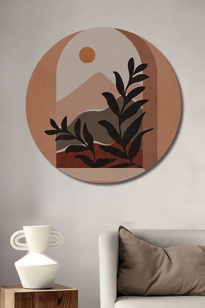 Teona Ahşap Peisaj abstract Soare și verdeață Lemn MDF Rotund Decorativ Acasă, Locul de muncă Pictură murală