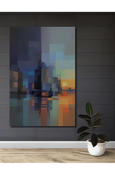 Teona Ahşap Modern Geometric Sunset Lemn MDF Dreptunghi Decorativ Acasă, Locul de Muncă Pictură Perete