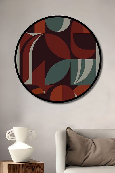 Teona Ahşap Model Geometric Retro Decorativ Lemn MDF Rotund Acasa, Locul de Muncă Pictură Perete