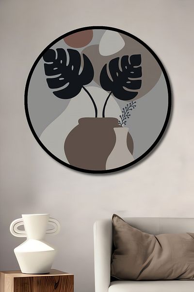 Teona Ahşap Modern Nature's Calm Decorativ Lemn MDF Casă rotundă, Pictură de perete la locul de muncă