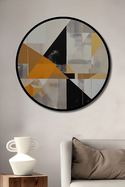 Teona Ahşap Model geometric abstract decorativ din lemn MDF rotund pentru pictura de perete acasa, loc de munca