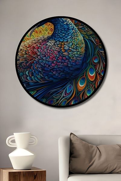 Teona Ahşap Păun Majestic Decorativ Lemn MDF Rotund Acasă, Locul de Muncă Pictură Perete
