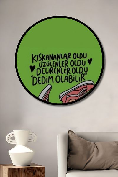 Teona Ahşap Casa rotundă din lemn MDF decorativă tematică cu umor, pictură murală la locul de muncă