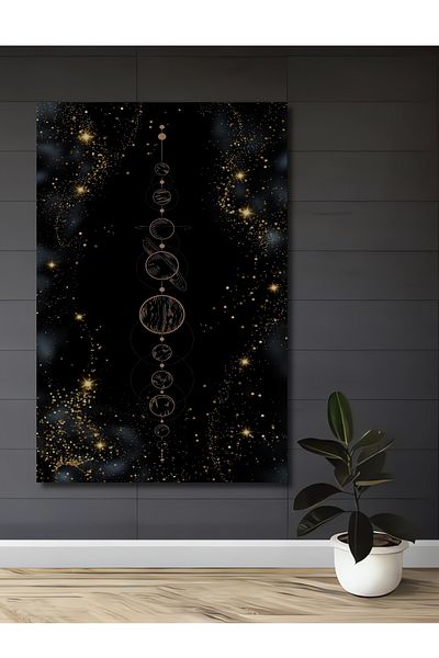 Teona Ahşap Galaxy Planetary Lemn MDF Dreptunghi Decorativ Acasă, Locul de Muncă Pictură Murală