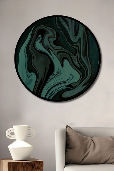 Teona Ahşap Imprimare modernă de artă abstractă din lemn MDF rotund decorativ pentru casă, loc de muncă pictură murală