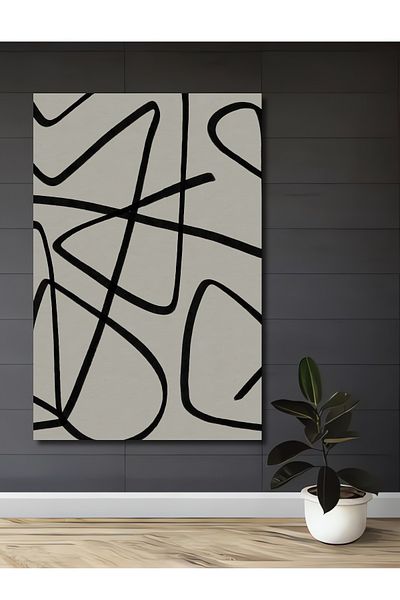 Teona Ahşap Negru Alb Linii Minimaliste Decorative Lemn MDF Dreptunghi Acasă, Locul de Muncă Pictură Perete