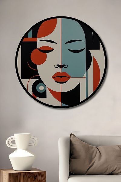 Teona Ahşap Față abstractă decorativă din lemn MDF rotund pentru acasă, pictură murală la locul de muncă