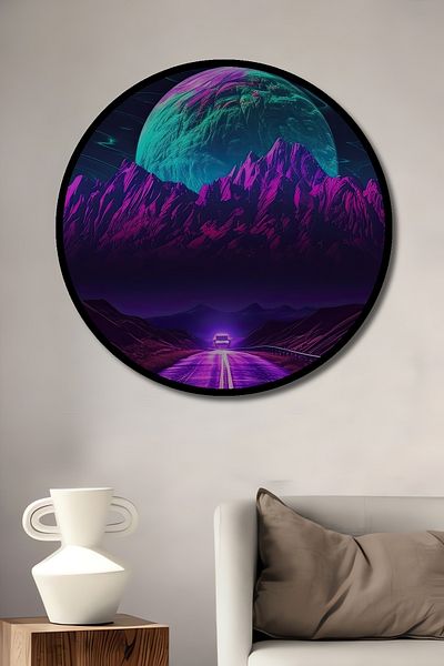 Teona Ahşap Neon Moonlight Ride Decorativ Lemn MDF Rotund Casa, Locul de Muncă Pictură Perete