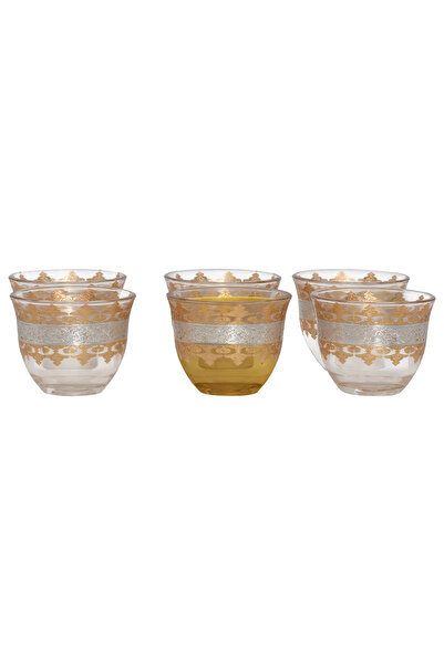 Alsaif Gallery Max, a set of Arabic coffee cups made of glass with a silver a...