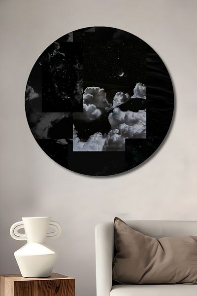 Teona Ahşap Clouds in Moonlight Lemn MDF Rotund Decorativ Acasa, Locul de Muncă Pictură Perete