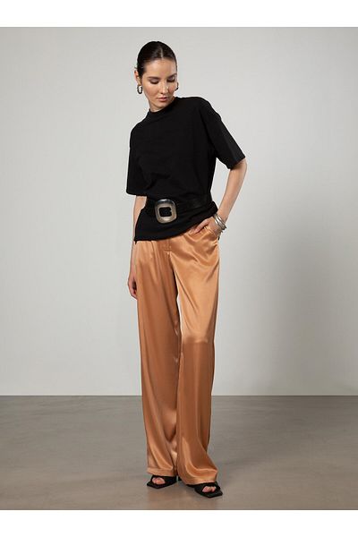 Refka Παντελόνι Camel Satin - Loose Cut - Refka