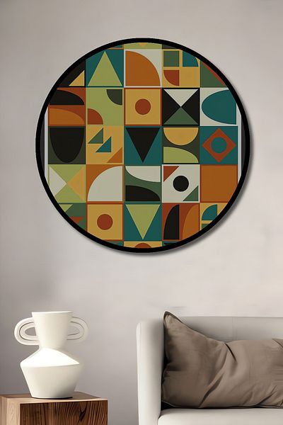 Teona Ahşap Modele geometrice colorate din lemn MDF rotund decorativ pentru casa, locul de munca pictura pe perete