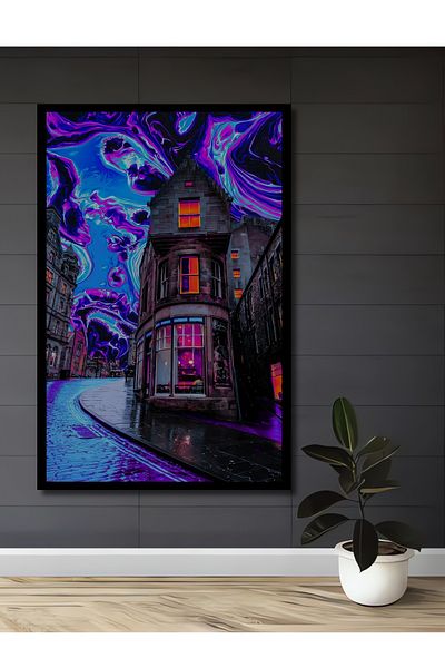 Teona Ahşap Fantastic Universes Decorativ Lemn MDF Casa dreptunghiulara, Pictura pe perete la locul de munca