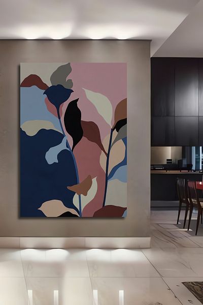 Teona Ahşap Motiv de plante abstracte din lemn decorativ MDF dreptunghiular pentru pictura de perete acasa, loc de munca