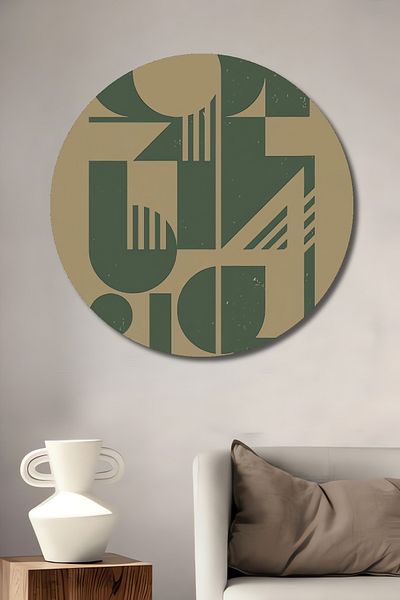Teona Ahşap Geometric Abstract Decorativ Lemn MDF Rotund Acasă, Locul de Muncă Pictură Perete