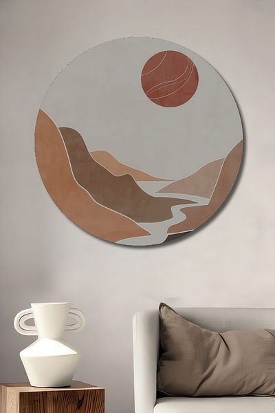 Teona Ahşap Modern Geometric Colorat Peisaj Lemn MDF Rotund Decorativ Acasă, Locul de Muncă Pictură Murală