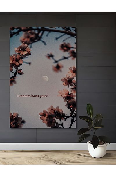 Teona Ahşap Decorativ dreptunghiular din lemn MDF inspirat de flori și lună pentru pictură murală acasă, la locul de muncă
