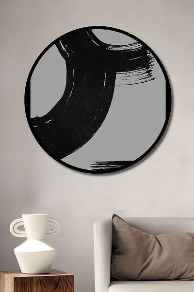 Teona Ahşap Abstracție Negru Alb Perie Decorativ Lemn MDF Rotund Acasă, Locul de Muncă Pictură Murală