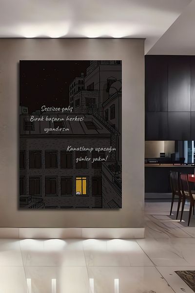 Teona Ahşap Funcționează în mod silențios. Când succesul trezește, faceți diferența. Lemn MDF dreptunghiular decorativ pentru casă, loc de muncă, pictură murală