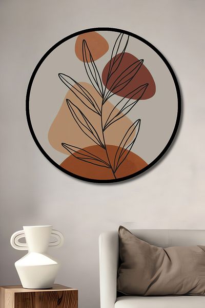 Teona Ahşap Model de frunze abstracte din lemn decorativ MDF rotund pentru pictură de perete acasă, la locul de muncă