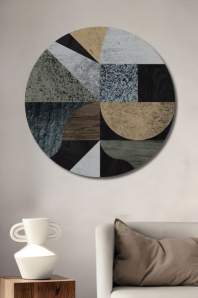Teona Ahşap Artă geometrică decorativă din lemn MDF rotund pentru casă, pictură pe perete la locul de muncă
