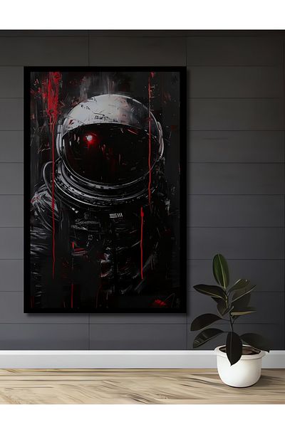 Teona Ahşap Roșu Negru Astronaut Abstract Decorativ Lemn MDF Dreptunghi Acasă, Locul de Muncă Pictură Perete
