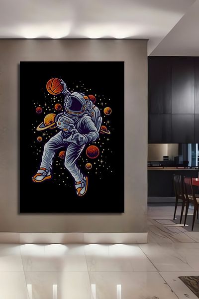 Teona Ahşap Astronaut Jucător de baschet Decorativ Lemn MDF Dreptunghi Acasă, Locul de Muncă Pictură Perete