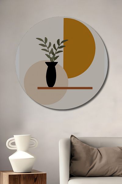 Teona Ahşap Minimalist Geometric Decorativ Lemn MDF Rotund Acasă, Locul de Muncă Pictură Perete