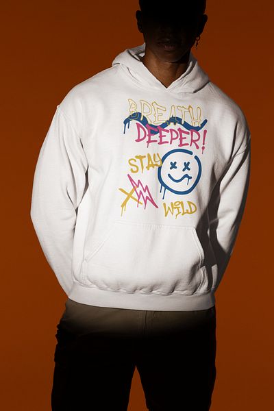 SEVBANO Breath Deeper Stay Wild Written Unisex Oversize Graffiti Hoodie