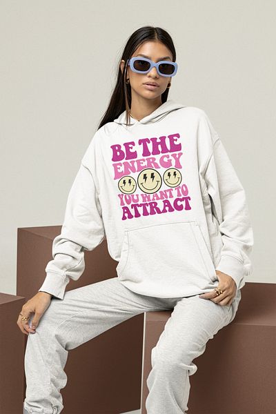 SEVBANO Be the Energy You Want to Attract Written Unisex Oversize Hoodie