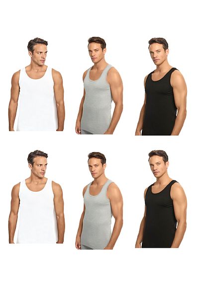 Muks Muk's Men's Tank Top 6 Pack 100% Cotton Assortment Mixed Color